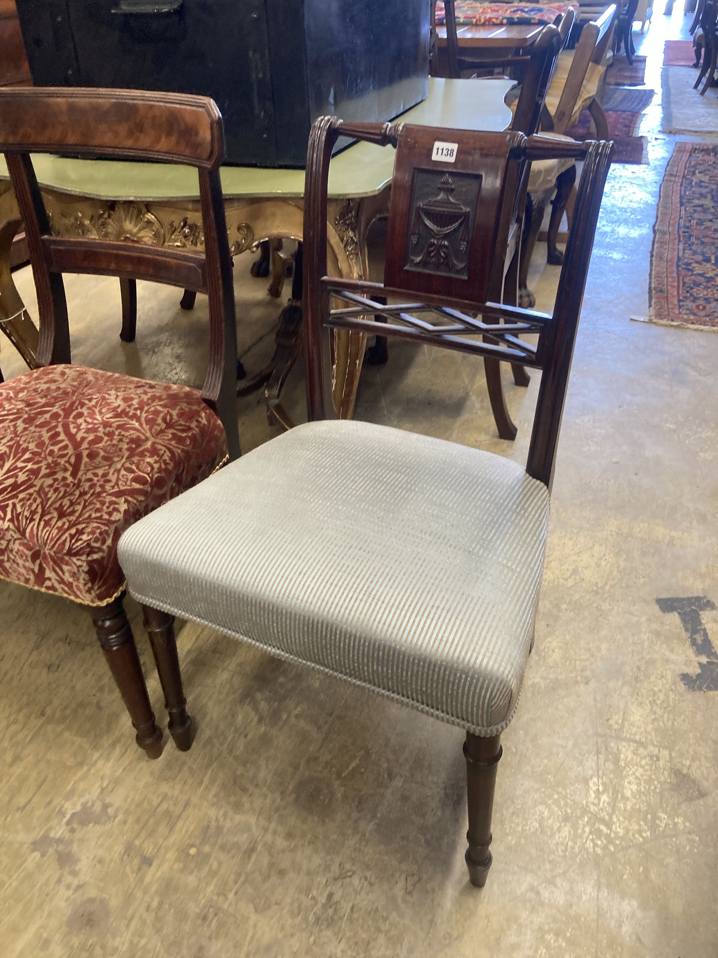 A pair of George IV style mahogany dining chairs and one other chair